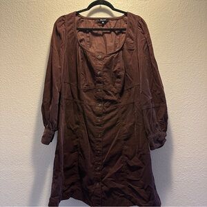 MADEWELL PLUS BROWN CORDUROY DRESS